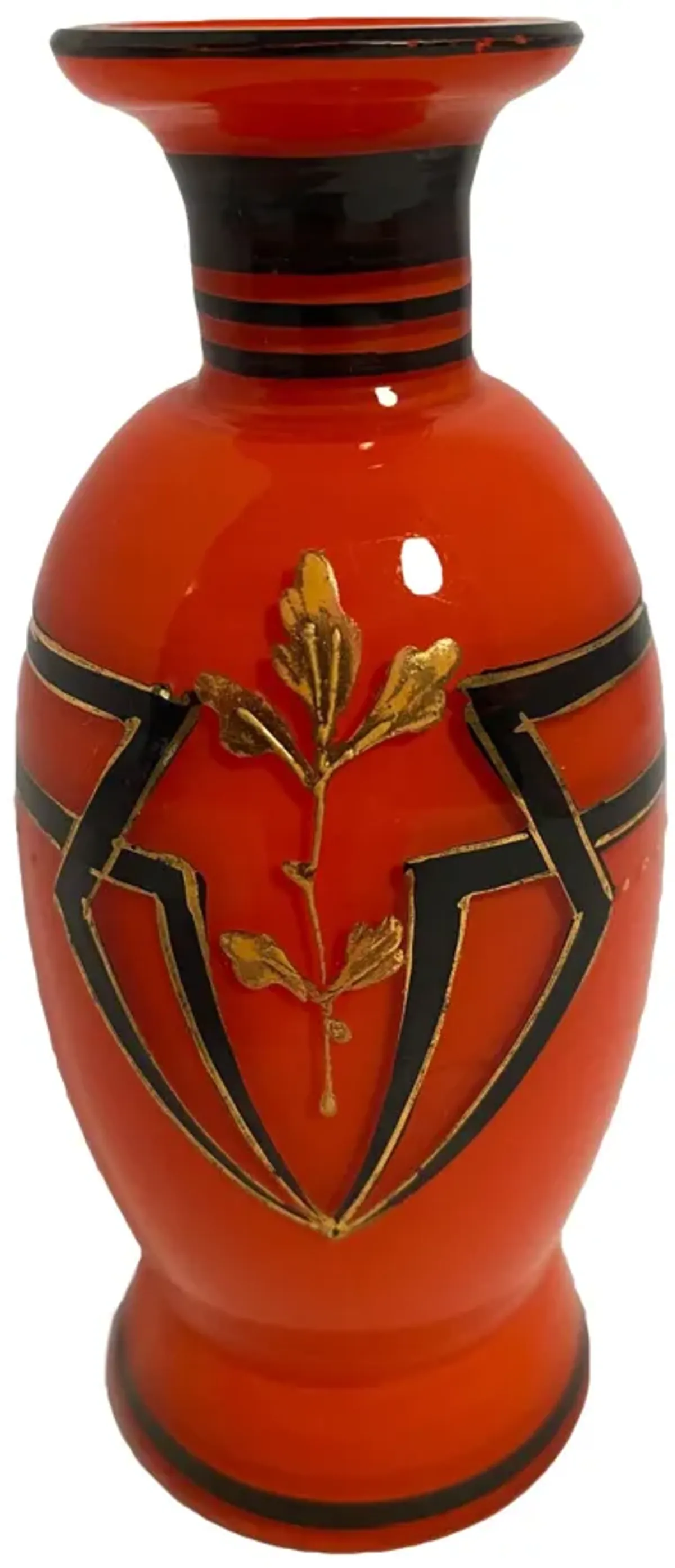 Cased Glass Art Deco Vase - Orange