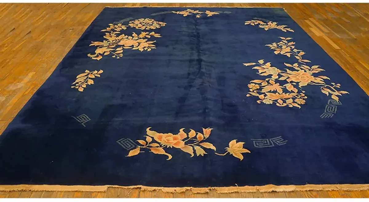 Chinese Art Deco Rug 8'10" x 11'9" - Blue - Blue