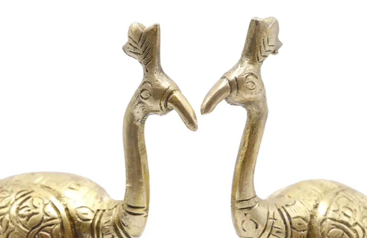 Gold Brass Peacock Door Handles - a Pair