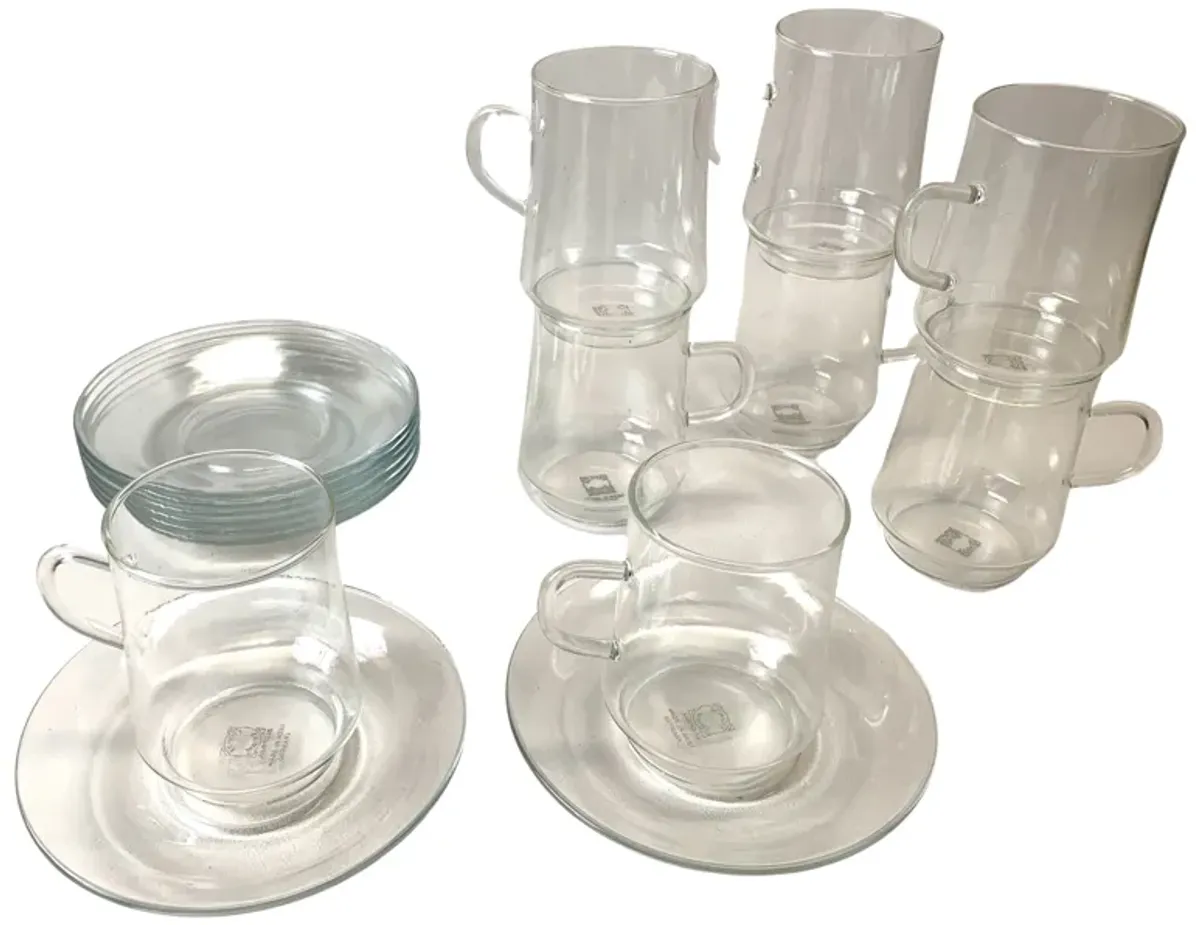 Bauhaus W. German Cafe Cups/Saucers - Set of 8 - Eat Drink Home - Clear