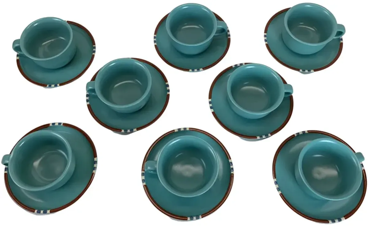 Dansk "Mesa" Cups/Saucers & Pitcher Set of 17 - Eat Drink Home - Blue