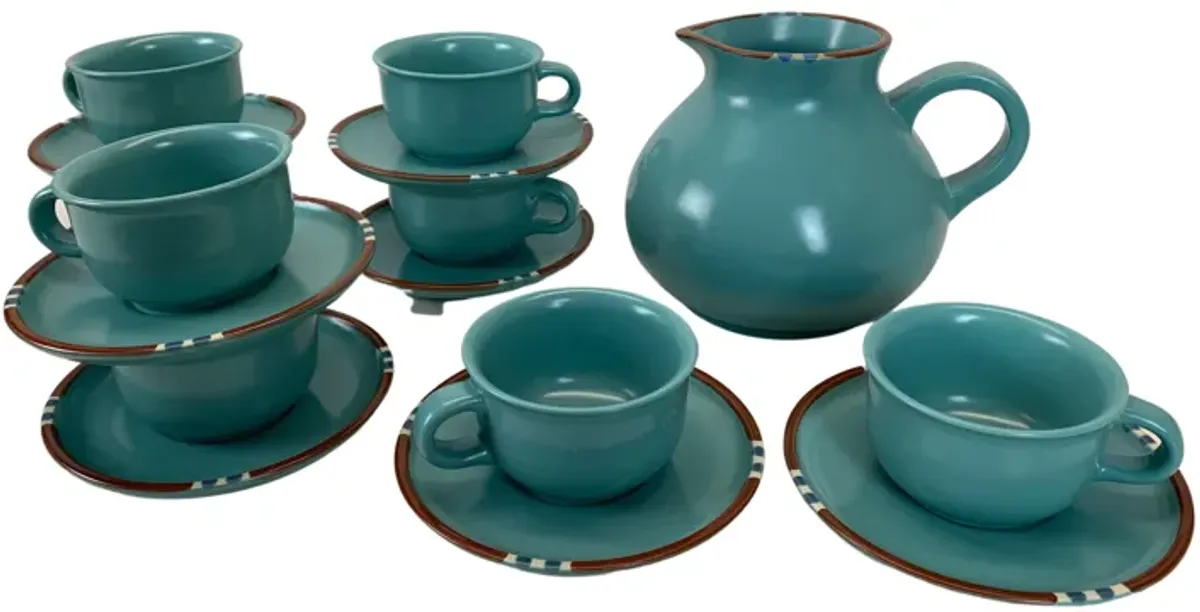 Dansk "Mesa" Cups/Saucers & Pitcher Set of 17 - Eat Drink Home - Blue