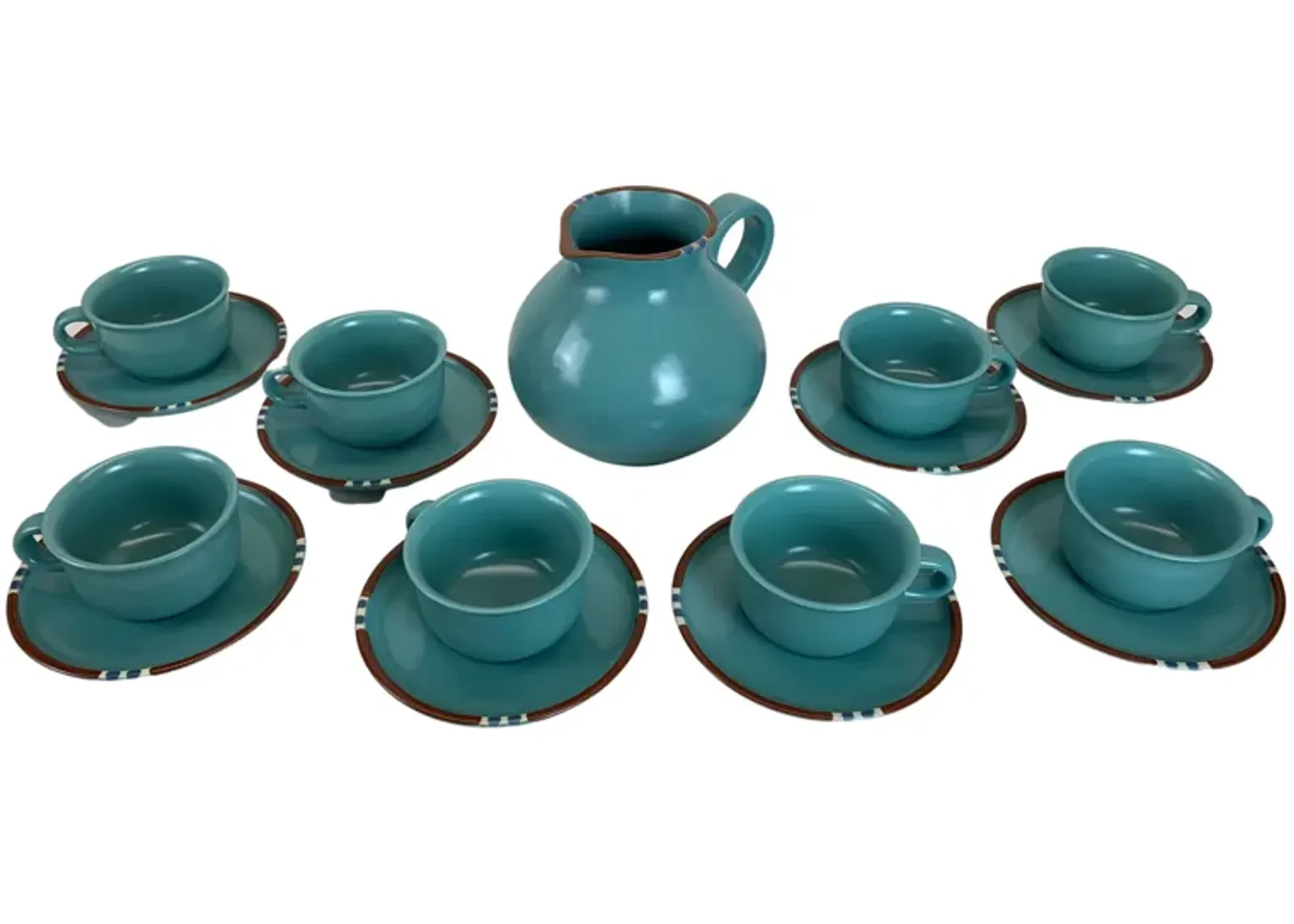 Dansk "Mesa" Cups/Saucers & Pitcher Set of 17 - Eat Drink Home - Blue