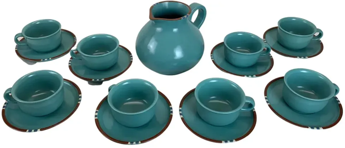 Dansk "Mesa" Cups/Saucers & Pitcher Set of 17 - Eat Drink Home - Blue