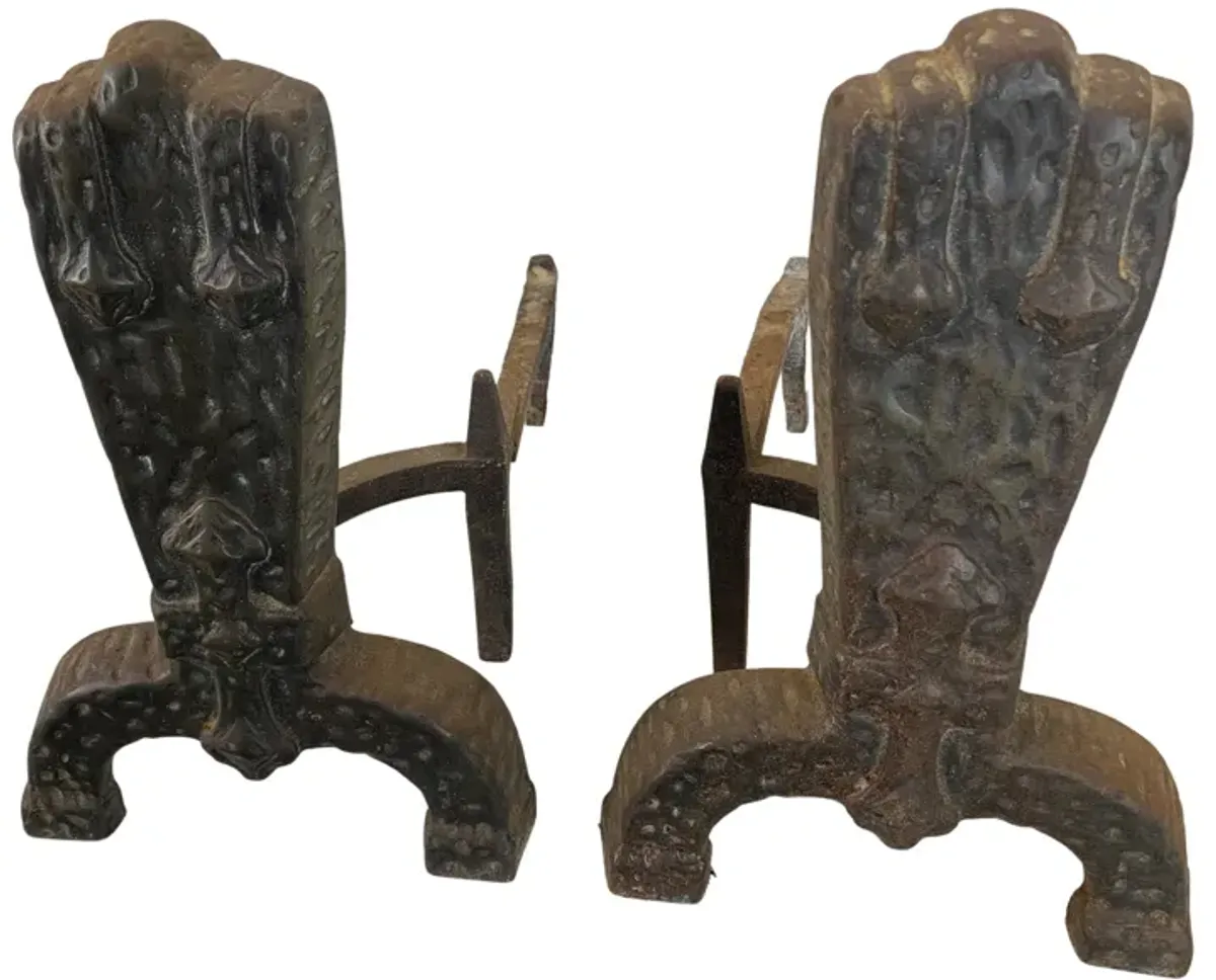 Midcentury Cast Iron Hearth Andirons - Eat Drink Home - Black