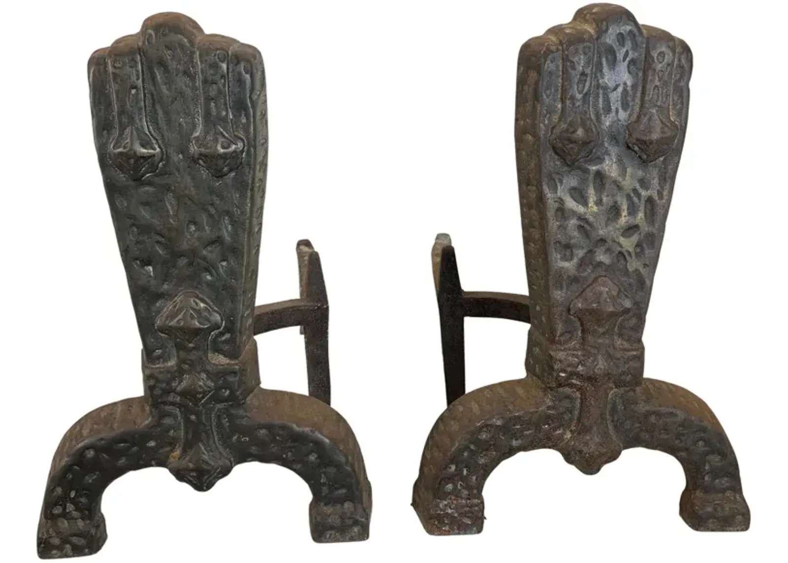 Midcentury Cast Iron Hearth Andirons - Eat Drink Home - Black