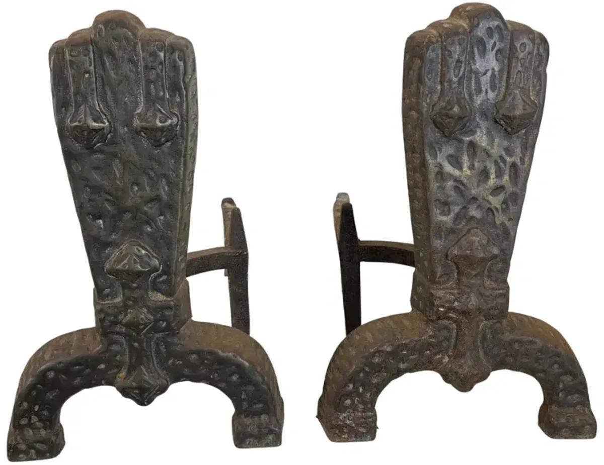 Midcentury Cast Iron Hearth Andirons - Eat Drink Home - Black