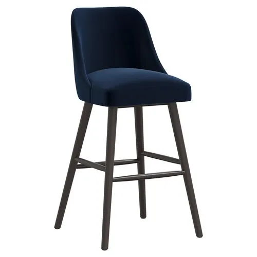 Barron Velvet Barstool - Blue