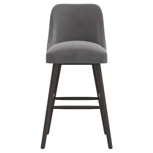 Barron Velvet Barstool - Gray