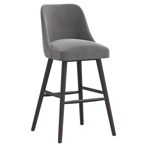 Barron Velvet Barstool - Gray