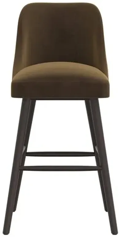 Barron Velvet Barstool - Brown