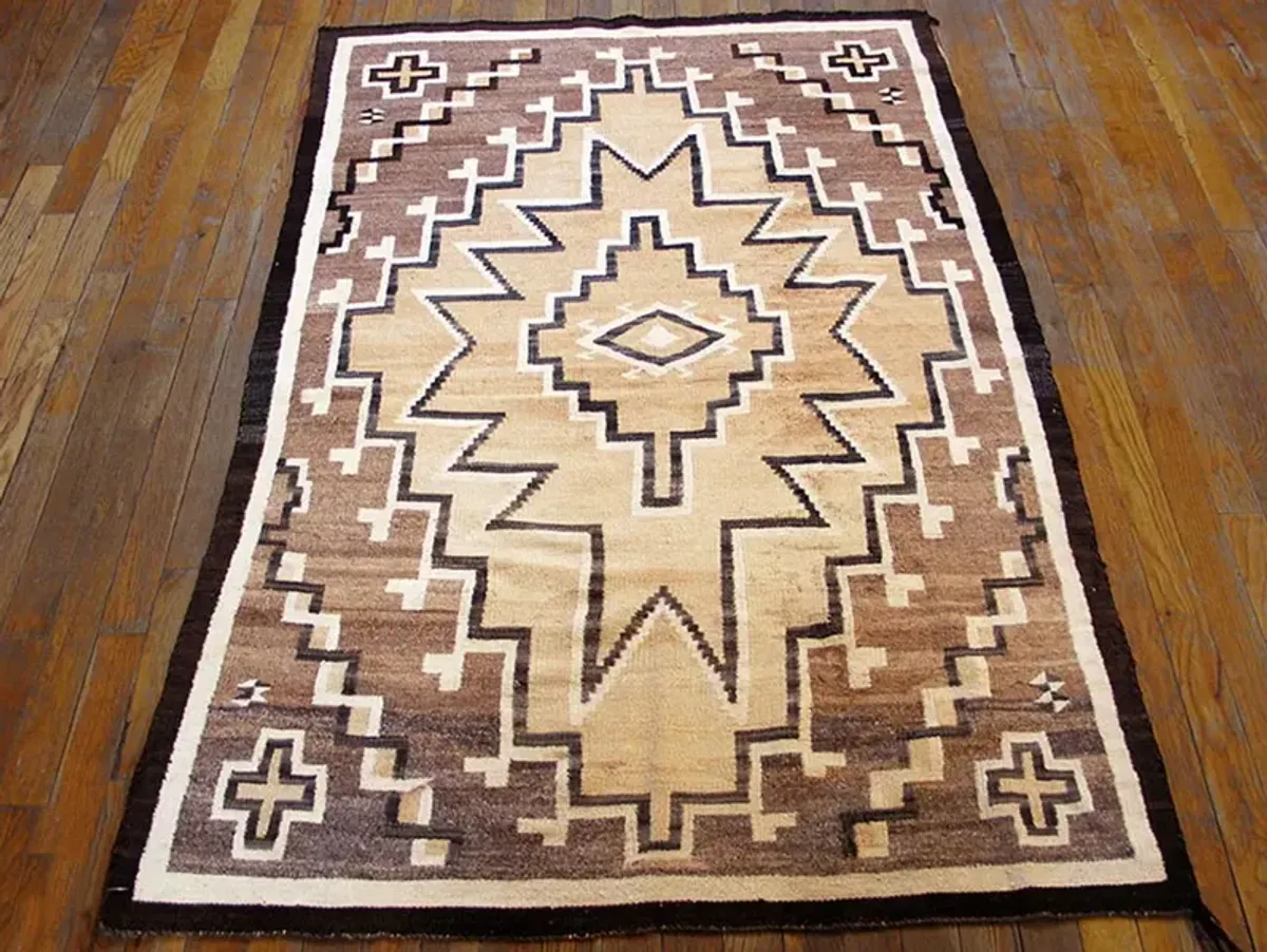 American Navajo Rug 3'8" x 5'8" - Beige - Beige