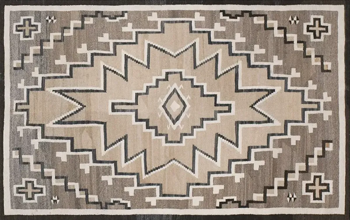 American Navajo Rug 3'8" x 5'8" - Beige - Beige