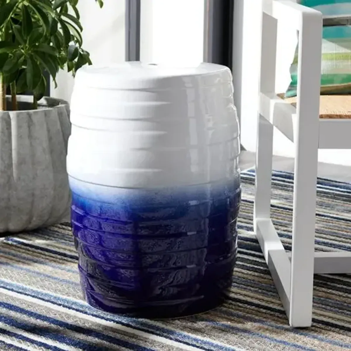 Katarina Garden Stool - White/Navy