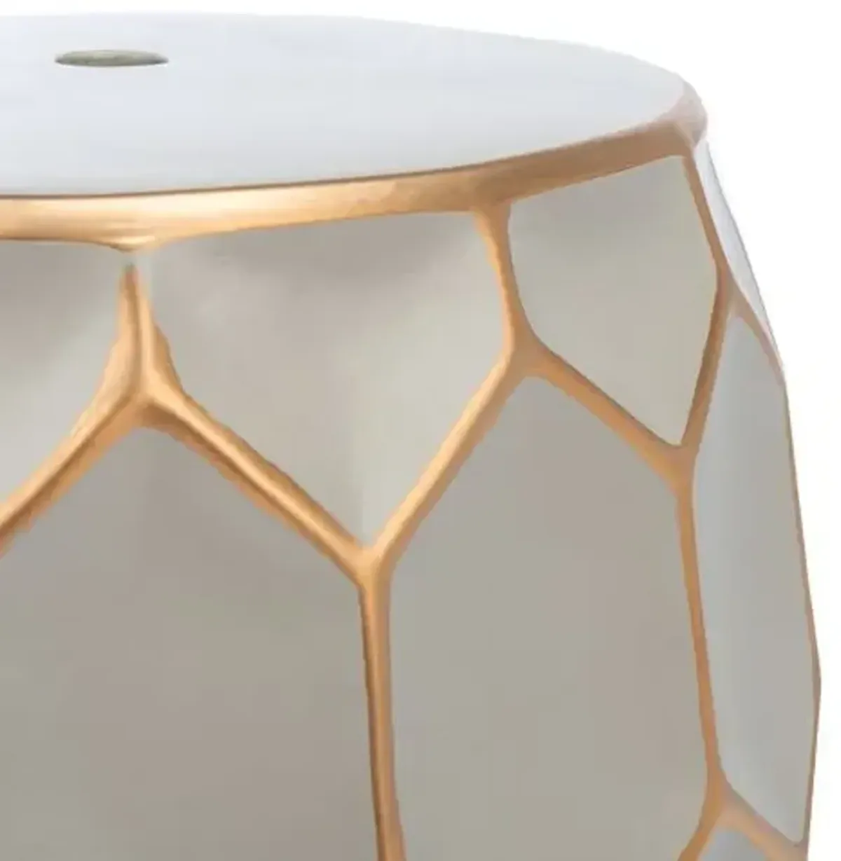 Nina Garden Stool - Gray/Gold