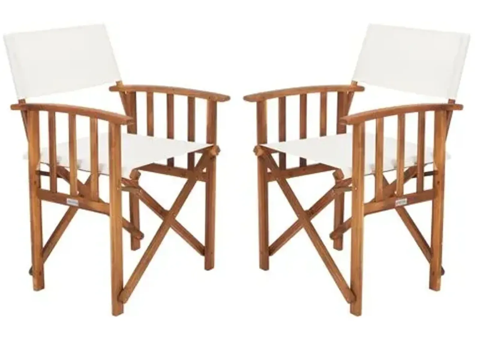 Set of 2 Outdoor Director Chairs - Natural - Beige