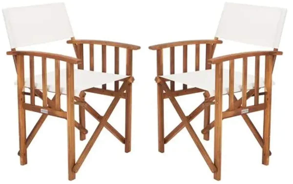 Set of 2 Outdoor Director Chairs - Natural - Beige