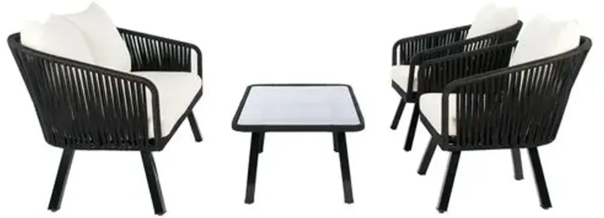 Oliver 4-Pc Outdoor Lounge Set - Black - Ivory