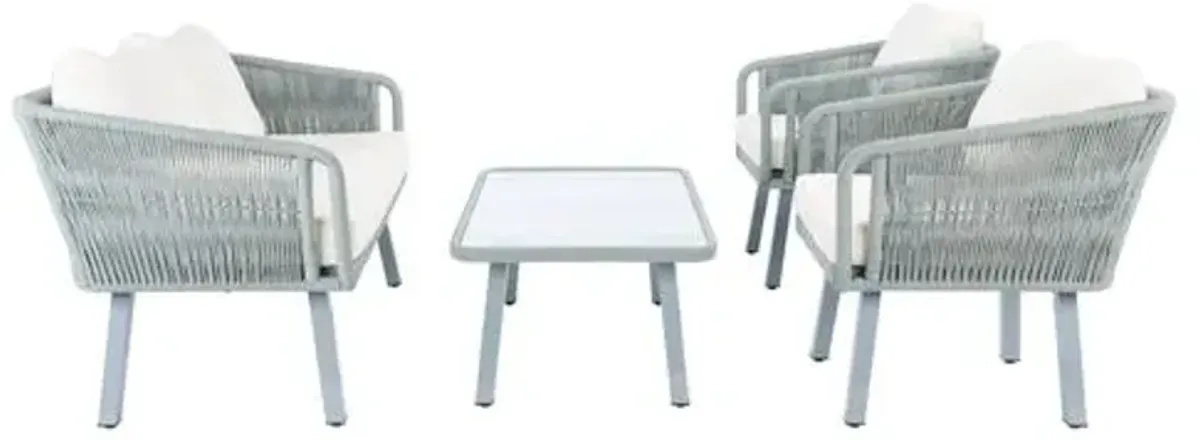 Oliver 4-Pc Outdoor Lounge Set - Gray - Beige