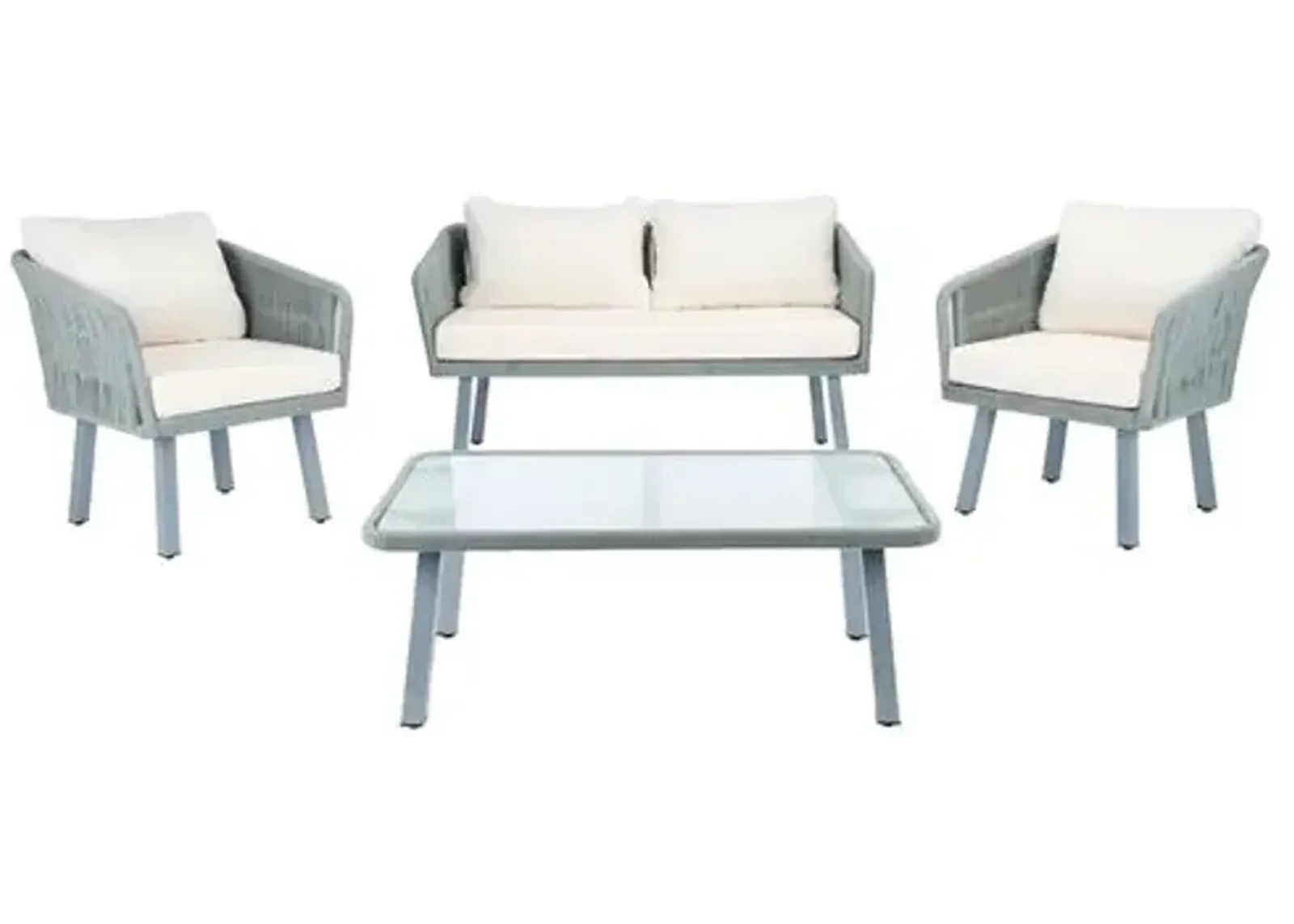 Oliver 4-Pc Outdoor Lounge Set - Gray - Beige