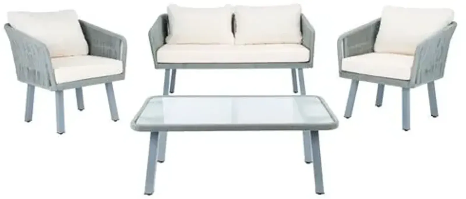 Oliver 4-Pc Outdoor Lounge Set - Gray - Beige