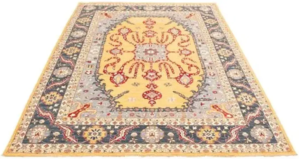 9'1"x12' Pako Persian Rug - Blue/Gold - ECARPETGALLERY - Blue