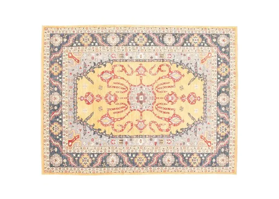 9'1"x12' Pako Persian Rug - Blue/Gold - ECARPETGALLERY - Blue