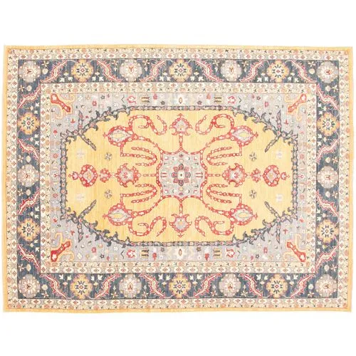 9'1"x12' Pako Persian Rug - Blue/Gold - ECARPETGALLERY - Blue