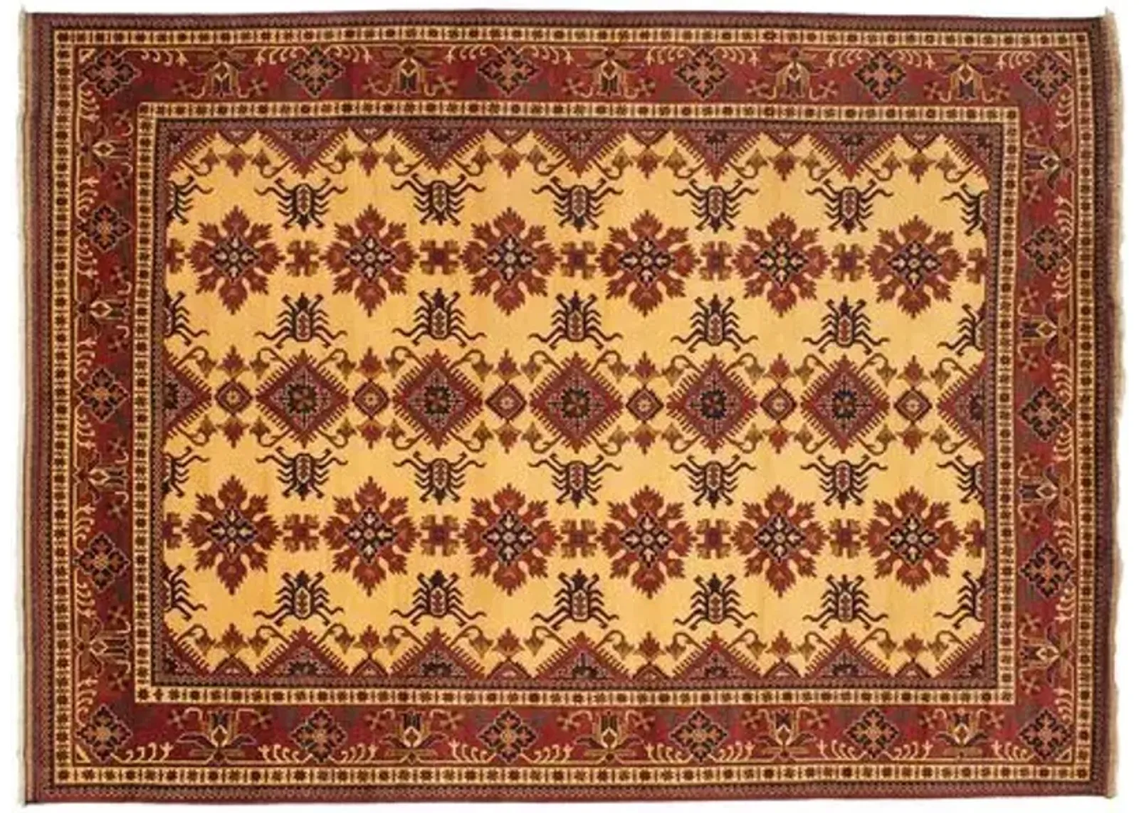 9'9"x13'4" Kargahi Handmade Rug - Ivory - ECARPETGALLERY - Brown - Brown