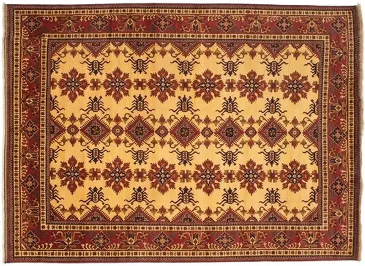 9'9"x13'4" Kargahi Handmade Rug - Ivory - ECARPETGALLERY - Brown - Brown