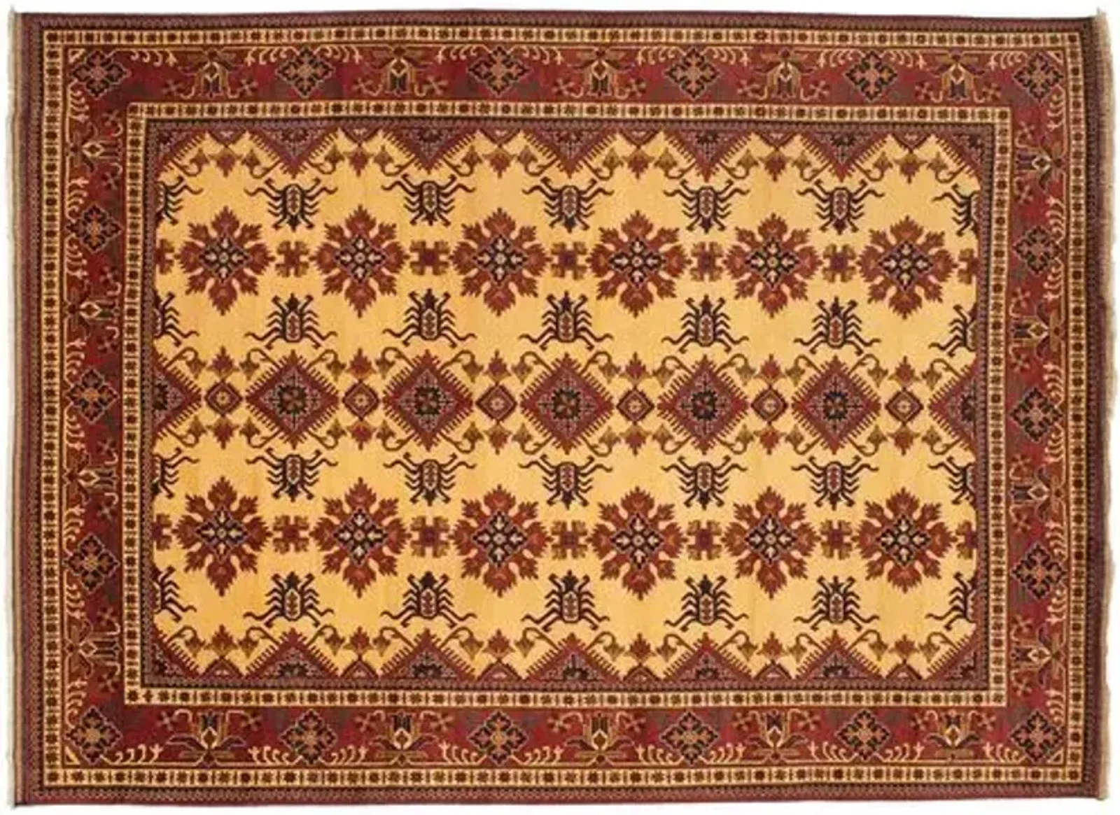 9'9"x13'4" Kargahi Handmade Rug - Ivory - ECARPETGALLERY - Brown - Brown