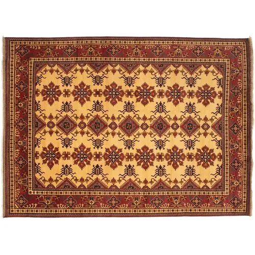 9'9"x13'4" Kargahi Handmade Rug - Ivory - ECARPETGALLERY - Brown - Brown