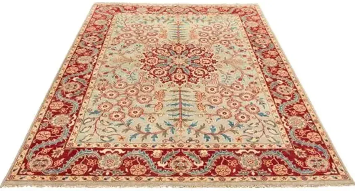 9'1"x12' Ushak Handmade Rug - Light Blue - ECARPETGALLERY - Blue