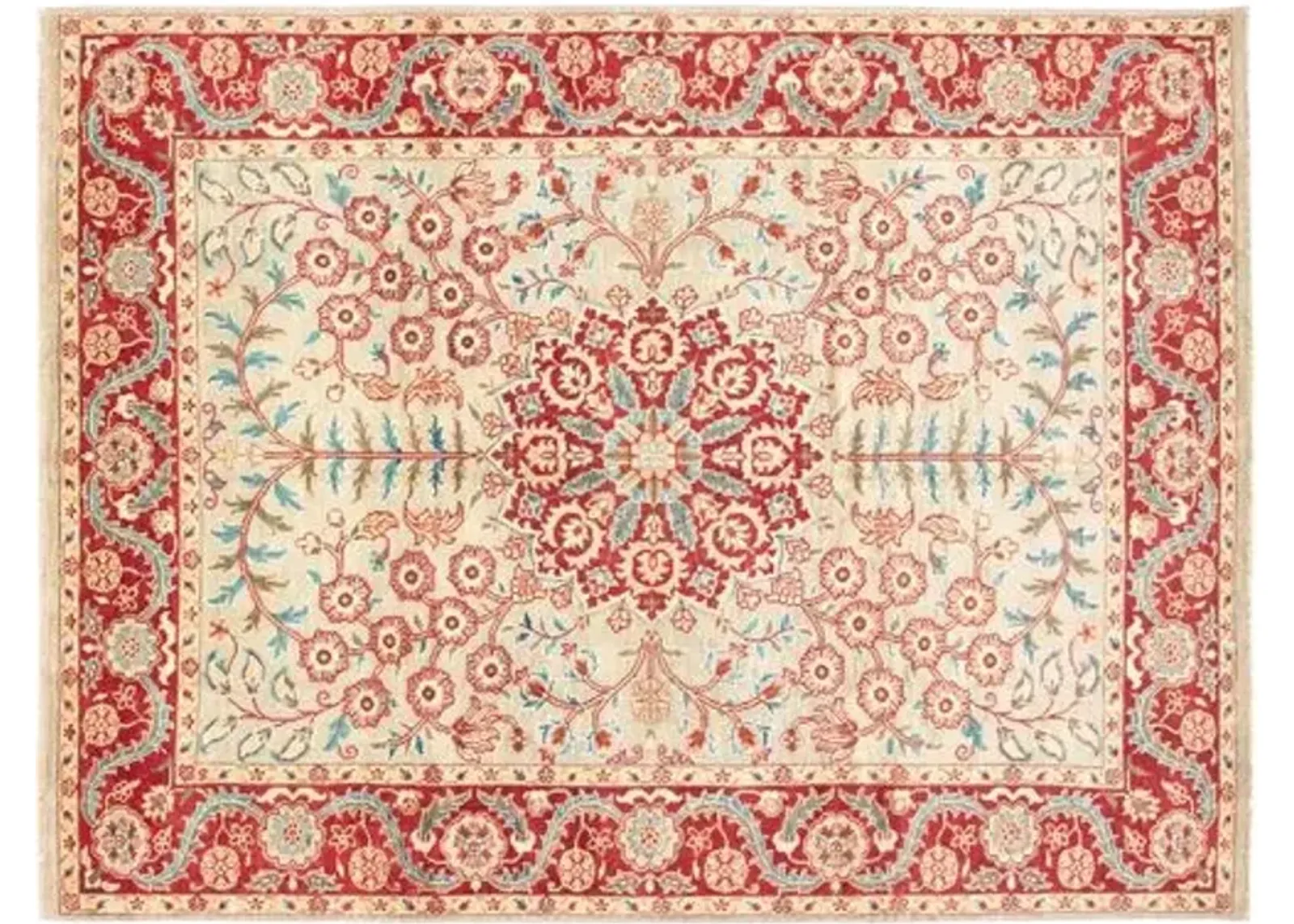 9'1"x12' Ushak Handmade Rug - Light Blue - ECARPETGALLERY - Blue