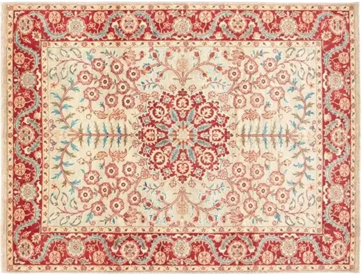 9'1"x12' Ushak Handmade Rug - Light Blue - ECARPETGALLERY - Blue