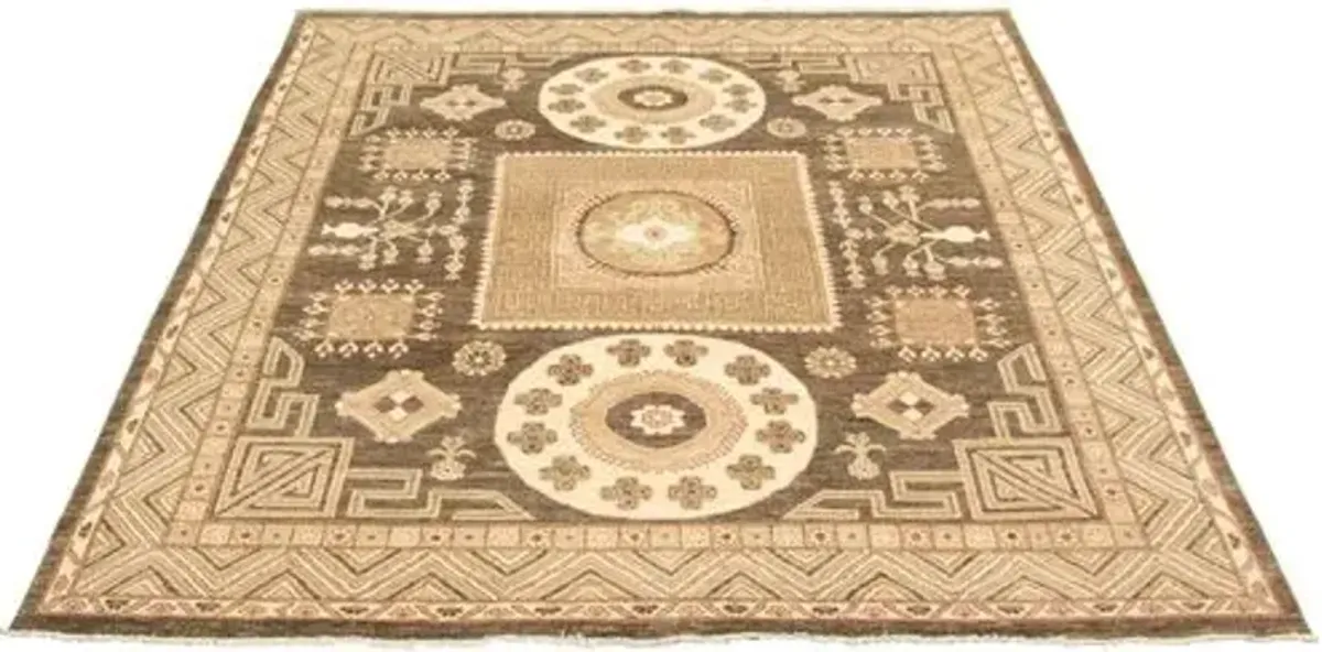 8'4"x9'4" Pak Mamluk Handmade Rug - Dark Gray - ECARPETGALLERY - Gray