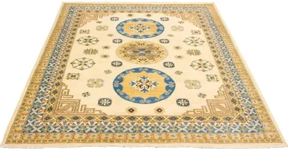 8'3"x9'10" Pak Mamluk Handmade Rug - Sand/Blue - ECARPETGALLERY - Beige - Beige