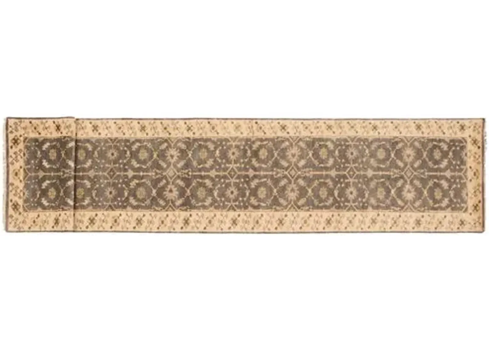 2'8"x15'5" Ushak Handmade Runner - Sand/Gray - ECARPETGALLERY