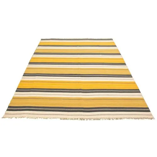 9'x11'11" Kalista Kilim Handmade Rug - Light Orange - ECARPETGALLERY - Yellow - Yellow