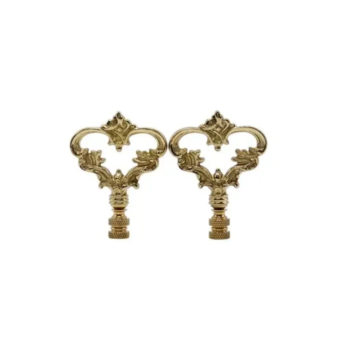 Neoclassical Brass Lamp Finials - a Pair By Interesting Things - gold - Fits a standard size lamp harp