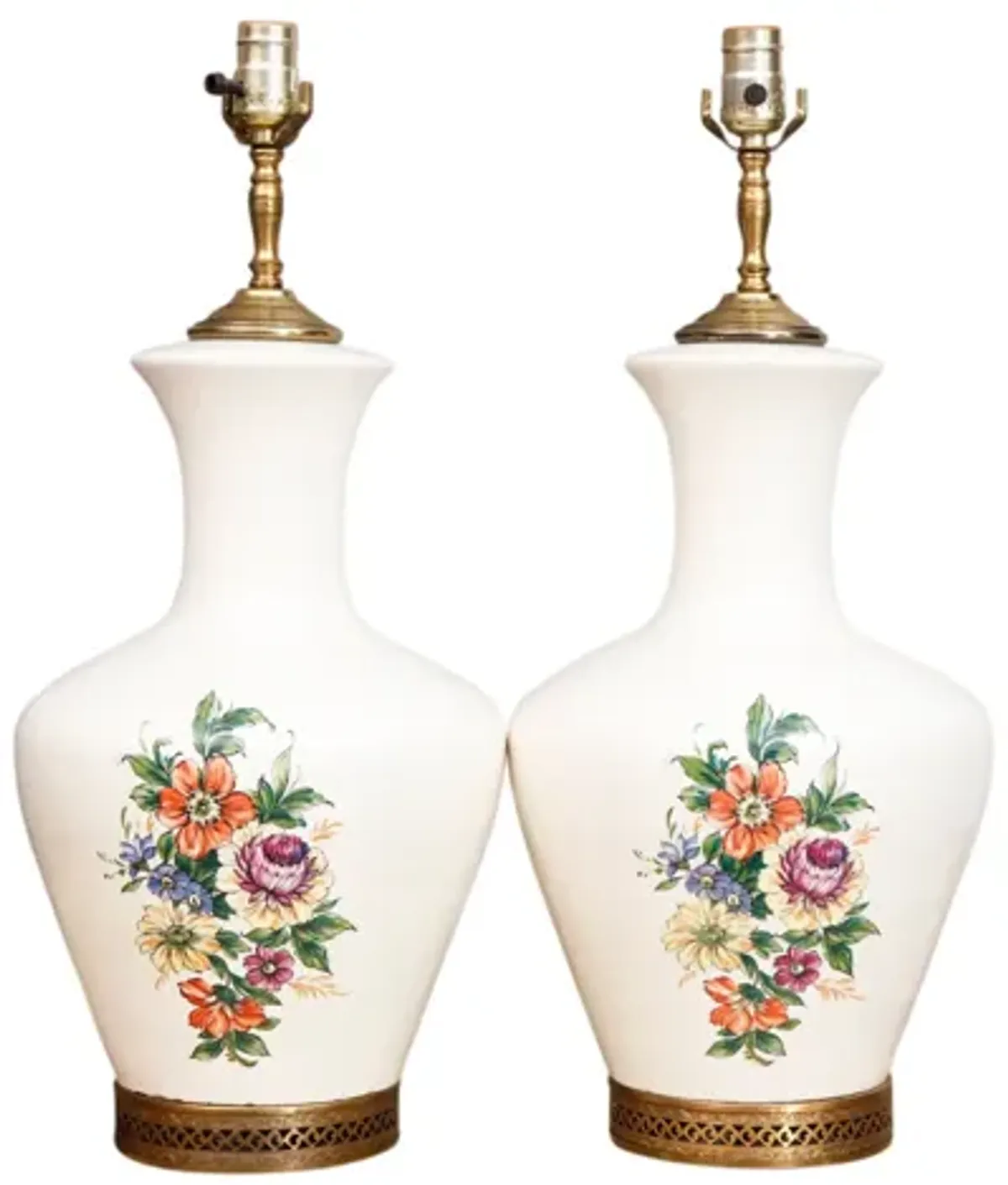 White Floral Ceramic Table Lamps - Set of 2 - Interesting Things