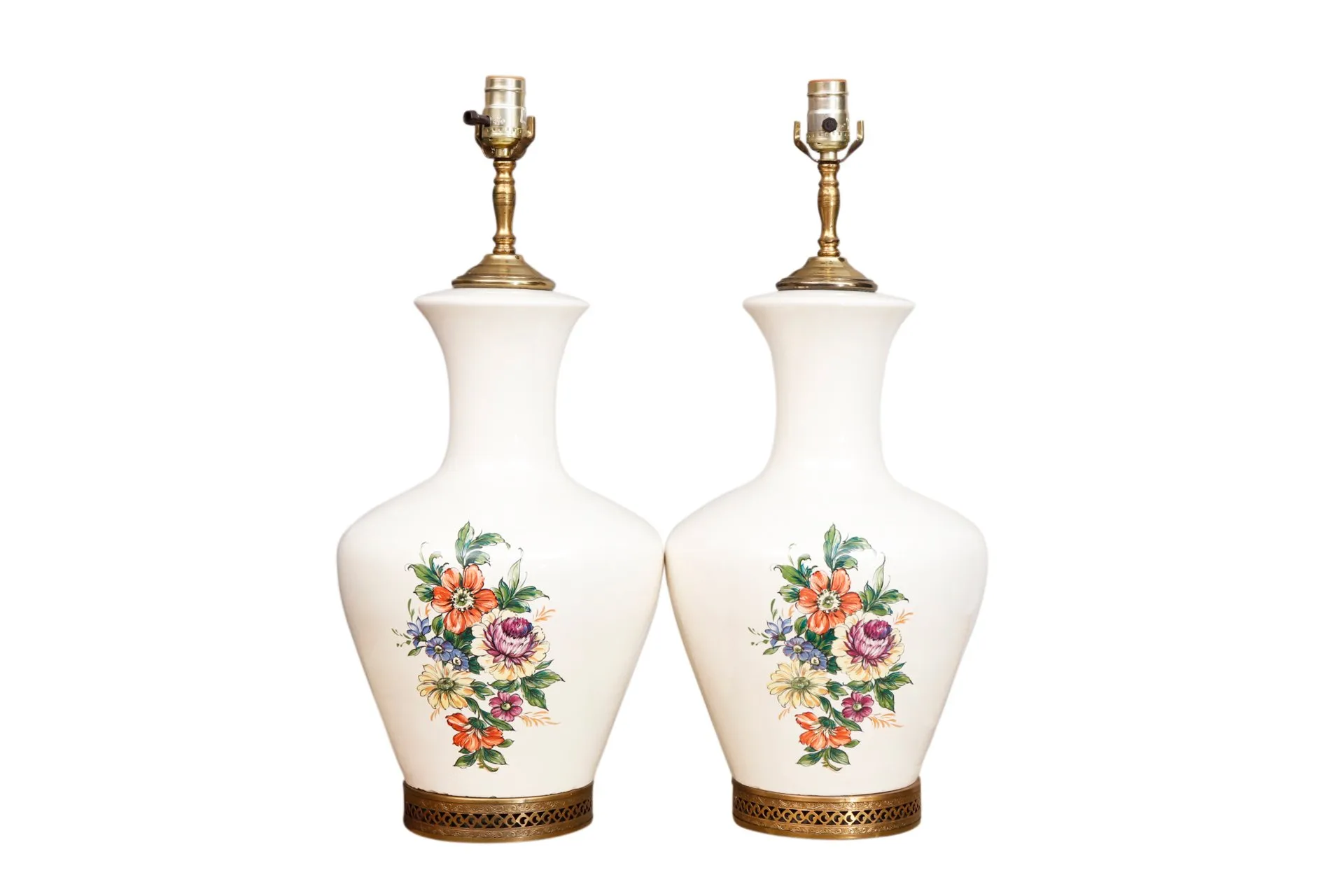 White Floral Ceramic Table Lamps - Set of 2 - Interesting Things