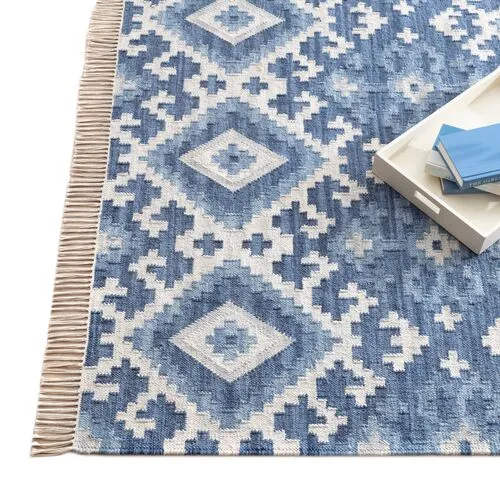 Marmara Kilim Woven Rug - DASH & ALBERT - Blue - Blue