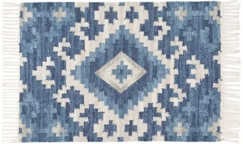 Marmara Kilim Woven Rug - DASH & ALBERT - Blue - Blue