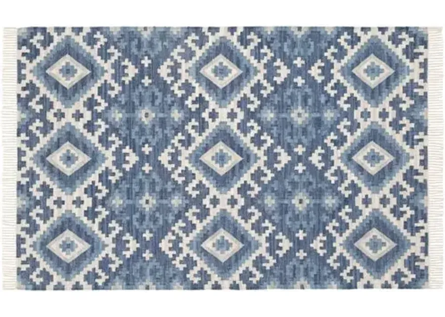 Marmara Kilim Woven Rug - DASH & ALBERT - Blue - Blue