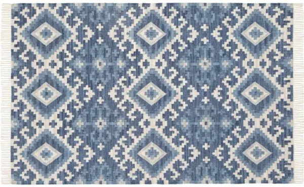Marmara Kilim Woven Rug - DASH & ALBERT - Blue - Blue
