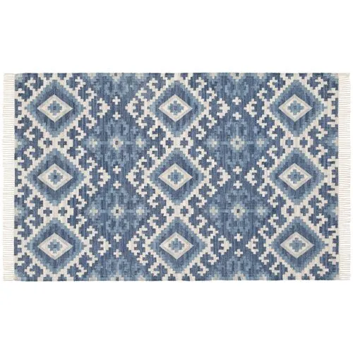 Marmara Kilim Woven Rug - DASH & ALBERT - Blue - Blue