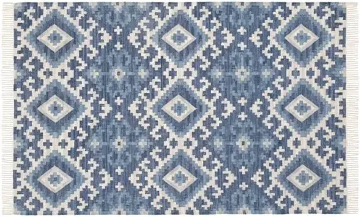 Marmara Kilim Woven Rug - DASH & ALBERT - Blue - Blue