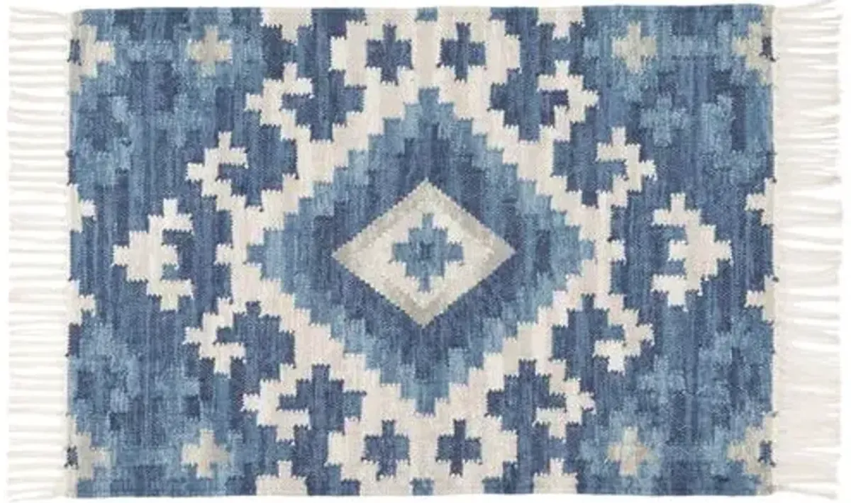 Marmara Kilim Woven Rug - DASH & ALBERT - Blue - Blue