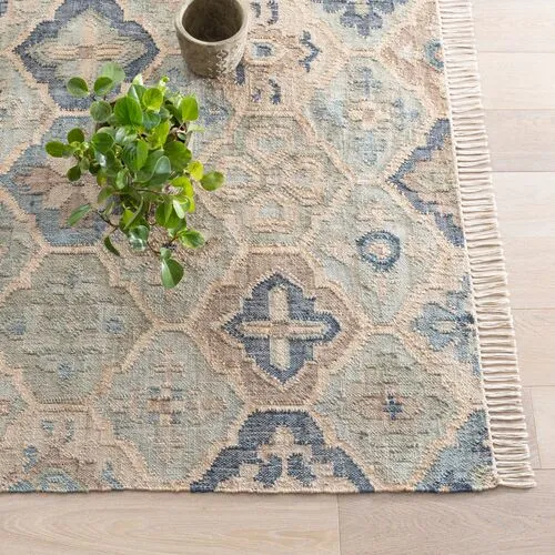 Pali Jute Woven Rug - DASH & ALBERT - Blue - Blue